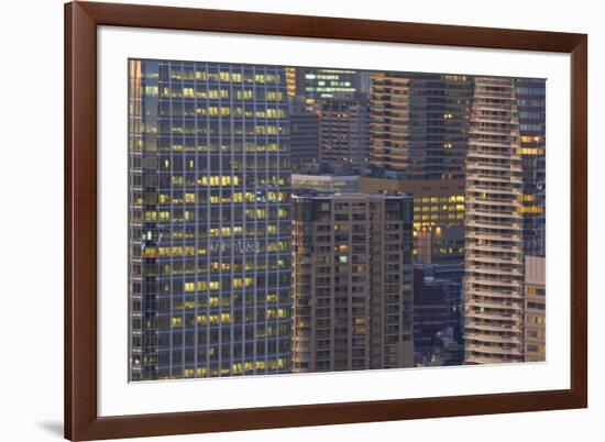 Lights on in city buidlings-Ben Simmons-Framed Photo