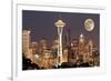 Lights on in Seattle Full Moon-null-Framed Premium Giclee Print