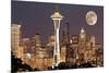 Lights on in Seattle Full Moon-null-Mounted Premium Giclee Print