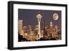 Lights on in Seattle Full Moon-null-Framed Art Print