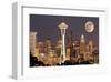 Lights on in Seattle Full Moon-null-Framed Art Print