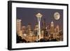 Lights on in Seattle Full Moon-null-Framed Art Print