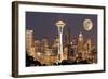 Lights on in Seattle Full Moon-null-Framed Art Print