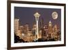 Lights on in Seattle Full Moon-null-Framed Art Print