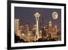 Lights on in Seattle Full Moon-null-Framed Art Print