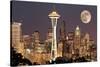 Lights on in Seattle Full Moon-null-Stretched Canvas
