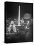 Lights Water Fountains Surrounding the Place de La Concirde Chamber of Deputies-Dmitri Kessel-Stretched Canvas