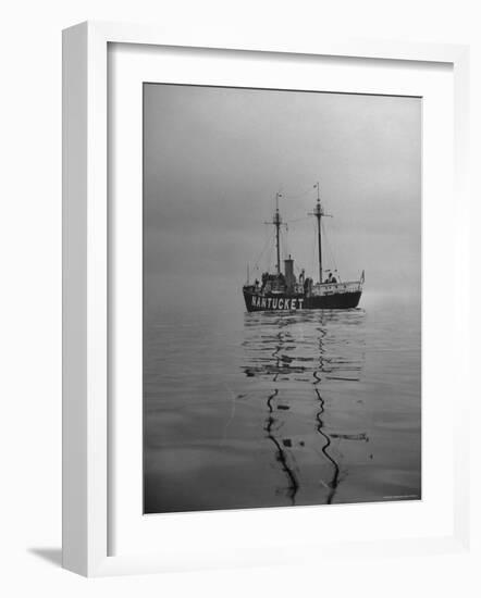 Lightship "Nantucket" Riding Anchor Near Quicksand Shallows to Warn Away Other Ships-Sam Shere-Framed Photographic Print