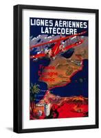Lignes Aeriennes Latecoere Vintage Poster - Europe-Lantern Press-Framed Art Print