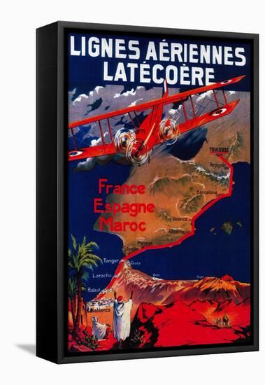 Lignes Aeriennes Latecoere Vintage Poster - Europe-Lantern Press-Framed Stretched Canvas