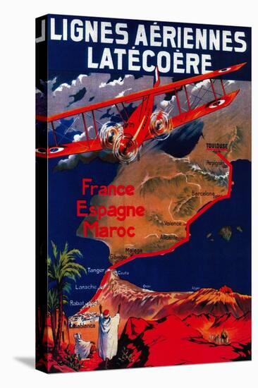 Lignes Aeriennes Latecoere Vintage Poster - Europe-Lantern Press-Stretched Canvas