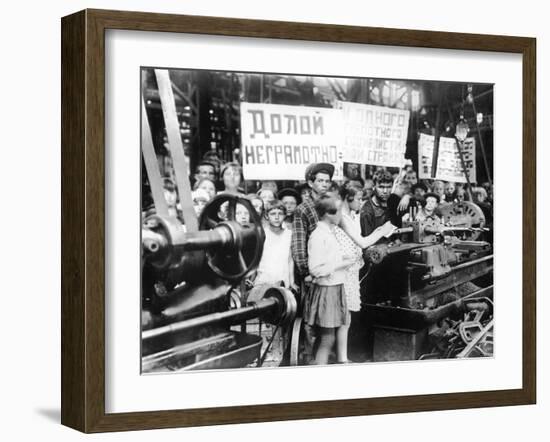 Likbez. Scholars at a Factory Building, 1930-Karl Karlovich Bulla-Framed Giclee Print