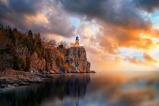 A Cloudy Day at Split Rock Lighthouse-Like He-Framed Stretched Canvas