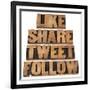 Like, Share, Tweet, Follow Words-PixelsAway-Framed Art Print