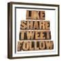 Like, Share, Tweet, Follow Words-PixelsAway-Framed Art Print