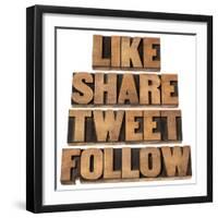 Like, Share, Tweet, Follow Words-PixelsAway-Framed Art Print