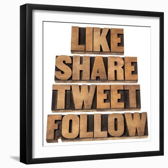 Like, Share, Tweet, Follow Words-PixelsAway-Framed Art Print