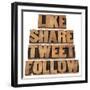 Like, Share, Tweet, Follow Words-PixelsAway-Framed Art Print