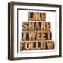 Like, Share, Tweet, Follow Words-PixelsAway-Framed Art Print