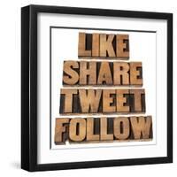 Like, Share, Tweet, Follow Words-PixelsAway-Framed Art Print