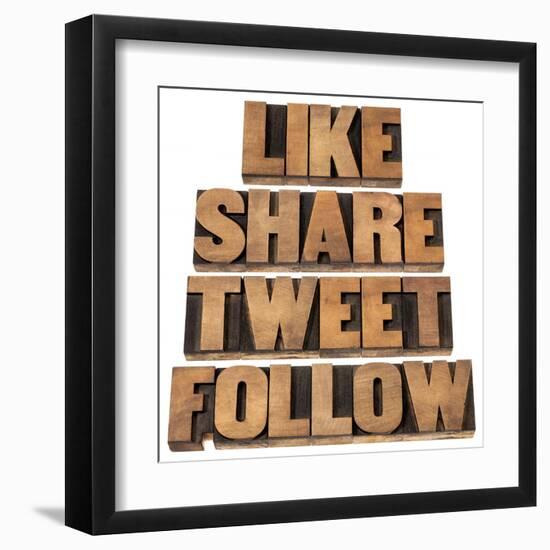 Like, Share, Tweet, Follow Words-PixelsAway-Framed Art Print