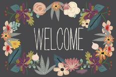 Welcome Bouquet in Grey-Lila Fe-Framed Art Print