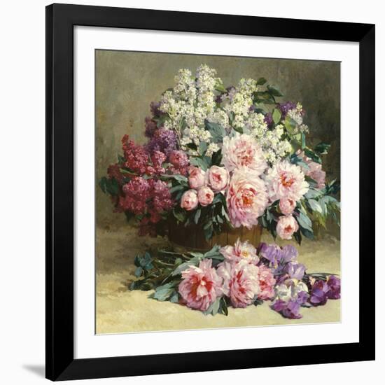 Lilac and Peonies with Irises (detail)-Pauline Caspers-Framed Giclee Print