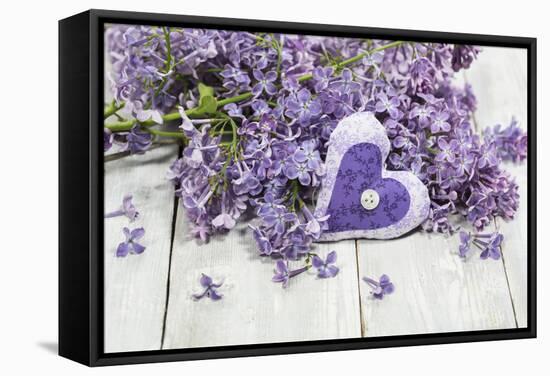 Lilac, Blossoms, Mauve, Violet, Heart-Andrea Haase-Framed Stretched Canvas