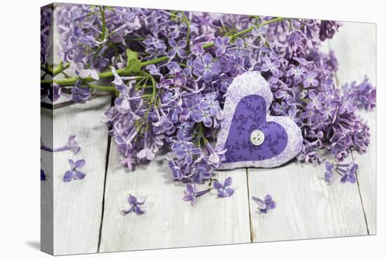 Lilac, Blossoms, Mauve, Violet, Heart-Andrea Haase-Stretched Canvas