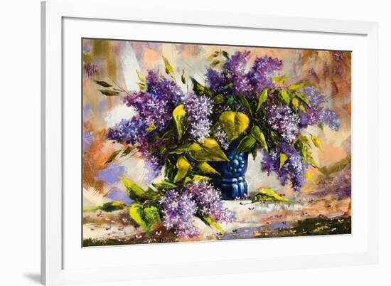 Lilac Bouquet In A Vase-balaikin2009-Framed Art Print