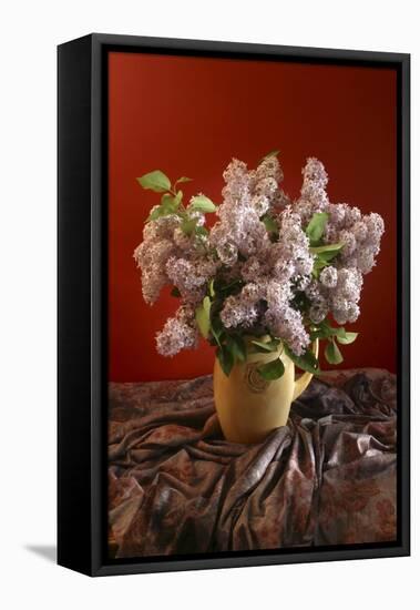 Lilac Flowers in Vase-Anna Miller-Framed Stretched Canvas