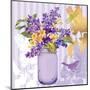 Lilac Mason Jar Bouquet-null-Mounted Art Print