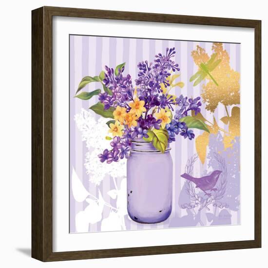 Lilac Mason Jar Bouquet-null-Framed Art Print