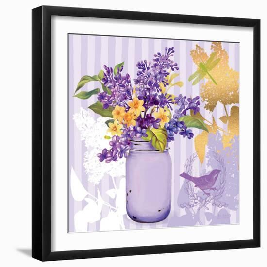 Lilac Mason Jar Bouquet-null-Framed Art Print