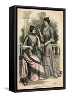 Lilac Stripe Dress 1899-null-Framed Stretched Canvas