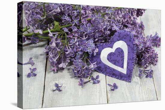 Lilacs, Flowers, Purple, Violet, Heart-Andrea Haase-Stretched Canvas