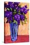 Lilacs In A Blue Glass-Patty Baker-Stretched Canvas