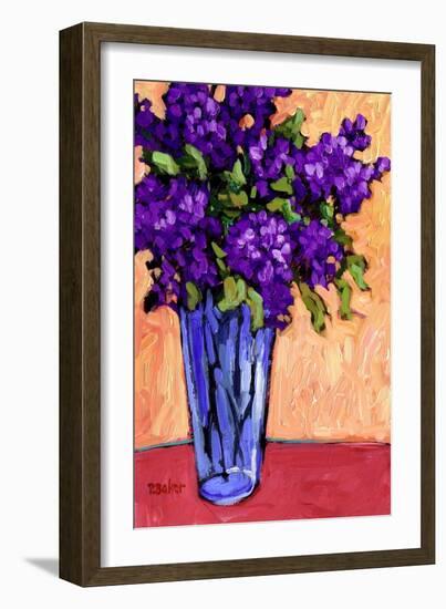 Lilacs In A Blue Glass-Patty Baker-Framed Art Print