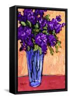 Lilacs In A Blue Glass-Patty Baker-Framed Stretched Canvas