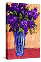 Lilacs In A Blue Glass-Patty Baker-Stretched Canvas