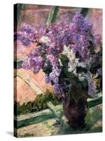 Lilacs in a Window, C1880-Mary Cassatt-Stretched Canvas