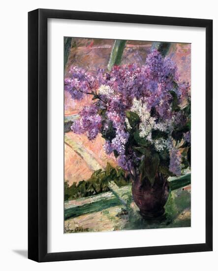 Lilacs in a Window, C1880-Mary Cassatt-Framed Premium Giclee Print