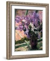 Lilacs in a Window, C1880-Mary Cassatt-Framed Giclee Print