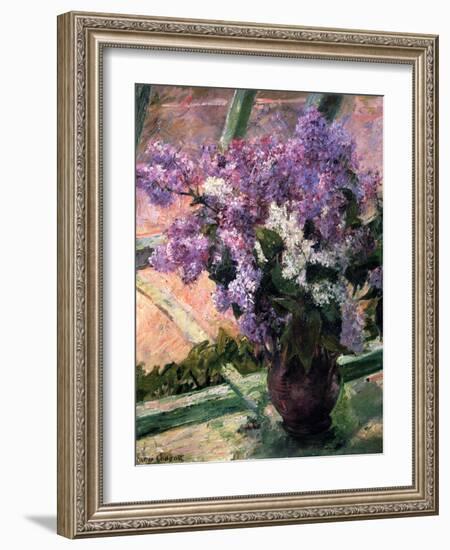 Lilacs in a Window, C1880-Mary Cassatt-Framed Giclee Print