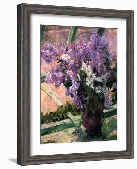 Lilacs in a Window, C1880-Mary Cassatt-Framed Giclee Print