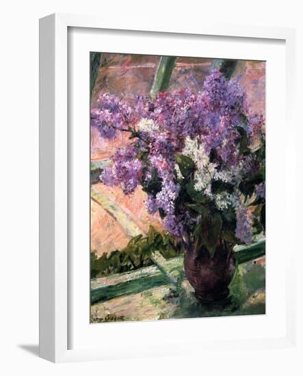 Lilacs in a Window, C1880-Mary Cassatt-Framed Giclee Print