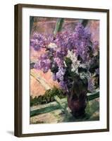 Lilacs in a Window, C1880-Mary Cassatt-Framed Giclee Print