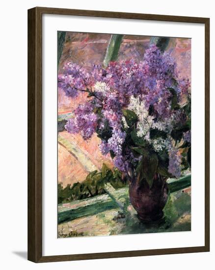 Lilacs in a Window, C1880-Mary Cassatt-Framed Giclee Print