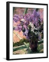 Lilacs in a Window, C1880-Mary Cassatt-Framed Giclee Print