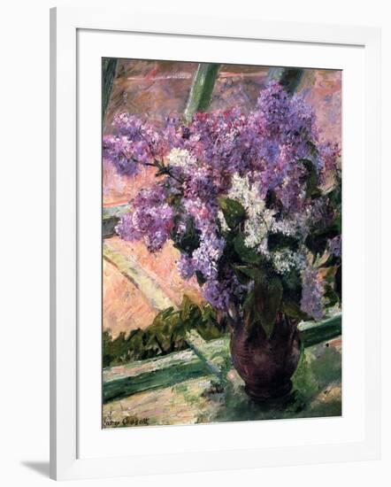 Lilacs in a Window, C1880-Mary Cassatt-Framed Giclee Print